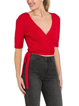 Veste Naf Naf Bolero Knitted Rouge pour Femme