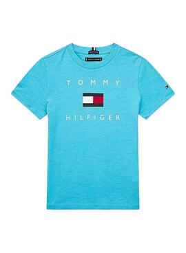 T-Shirt Tommy Hilfiger Logo Bleu Claro pour Garçon