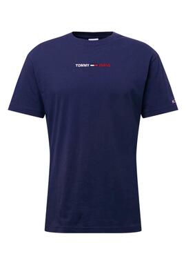 T-Shirt Tommy Jeans Linear Logo Bleu marine Homme