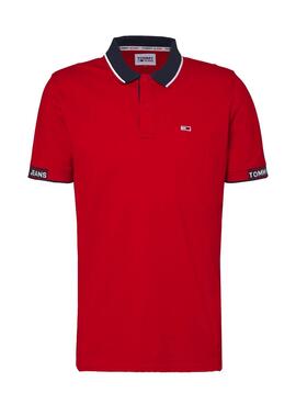Polo Tommy Jeans Jaquard Rouge pour Homme