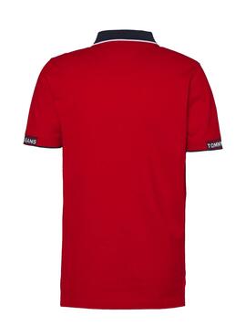 Polo Tommy Jeans Jaquard Rouge pour Homme