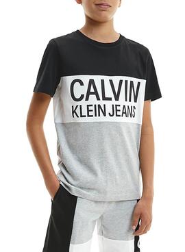 T-Shirt Calvin Klein Color Block Noir pour Garçon