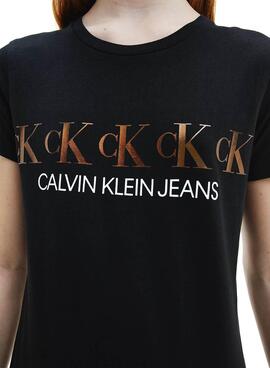 Robe Calvin Klein Repeat Foil Noir pour Fille