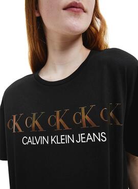 T-Shirt Calvin Klein Repeat Noir pour Fille