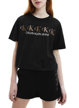 T-Shirt Calvin Klein Repeat Noir pour Fille
