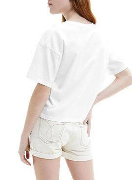 T-Shirt Calvin Klein Repeat Foil Blanc pour Fille