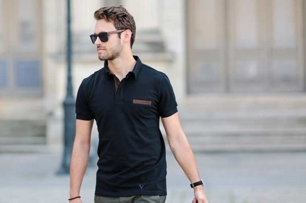 Polo NOIR homme fondateur - Manches longues